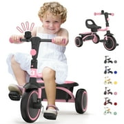 Besrey Toddler Tricycle for Ages 2-5 Years,Kids Trike for Girls and Boys with Bell,Toddler Bike Child Bicycles,Pink