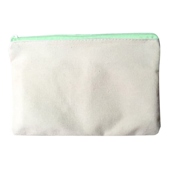 Bessbest Canvas Pencil Pouch, Blank DIY Zipper Bag with Cotton Fabric Surface, Green Storage Case for Pens, Stationery, Craft Supplies, Travel Items and Small Accessories
