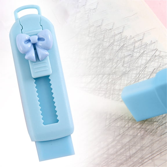 Bessbest Correction Eraser, Blue Retractable Sliding Latex Pencil Eraser with Protective Sleeve, Clean Writing Tool for Notes Drawing Sketching Office Supplies and Portable Desk Storage