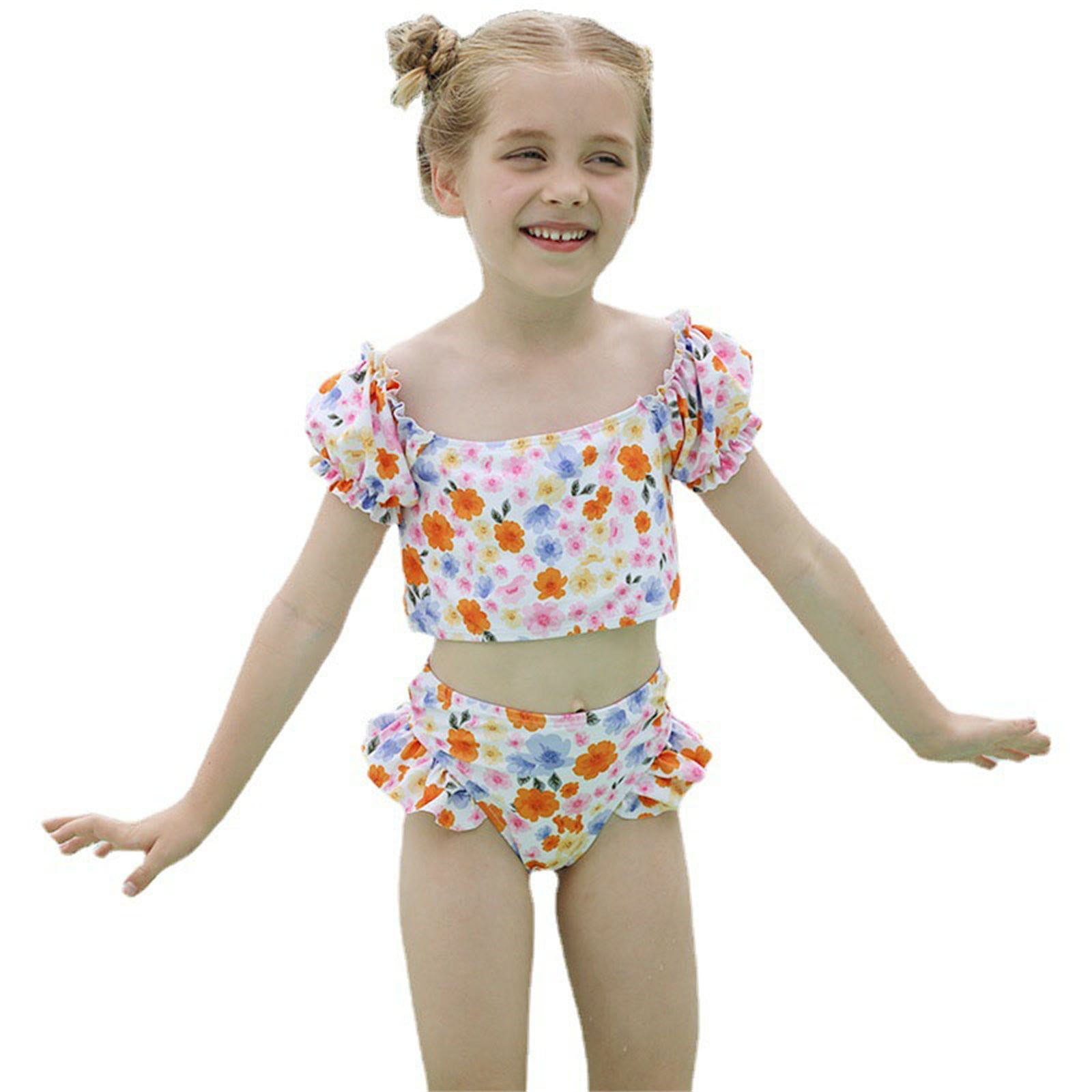 Bessbest Girls Swimsuit Two Piece Ruffle Bathing Suit Girls Flower