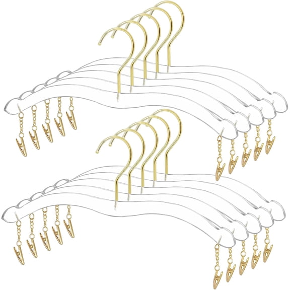 Besser Acrylic Underwear Bikinis Hanger,Acrylic Bralettes Hangers Rack Bras with Gold Hook,Lingerie Bikini Clear Hanger for Bras,Tank Tops 10 Pcs