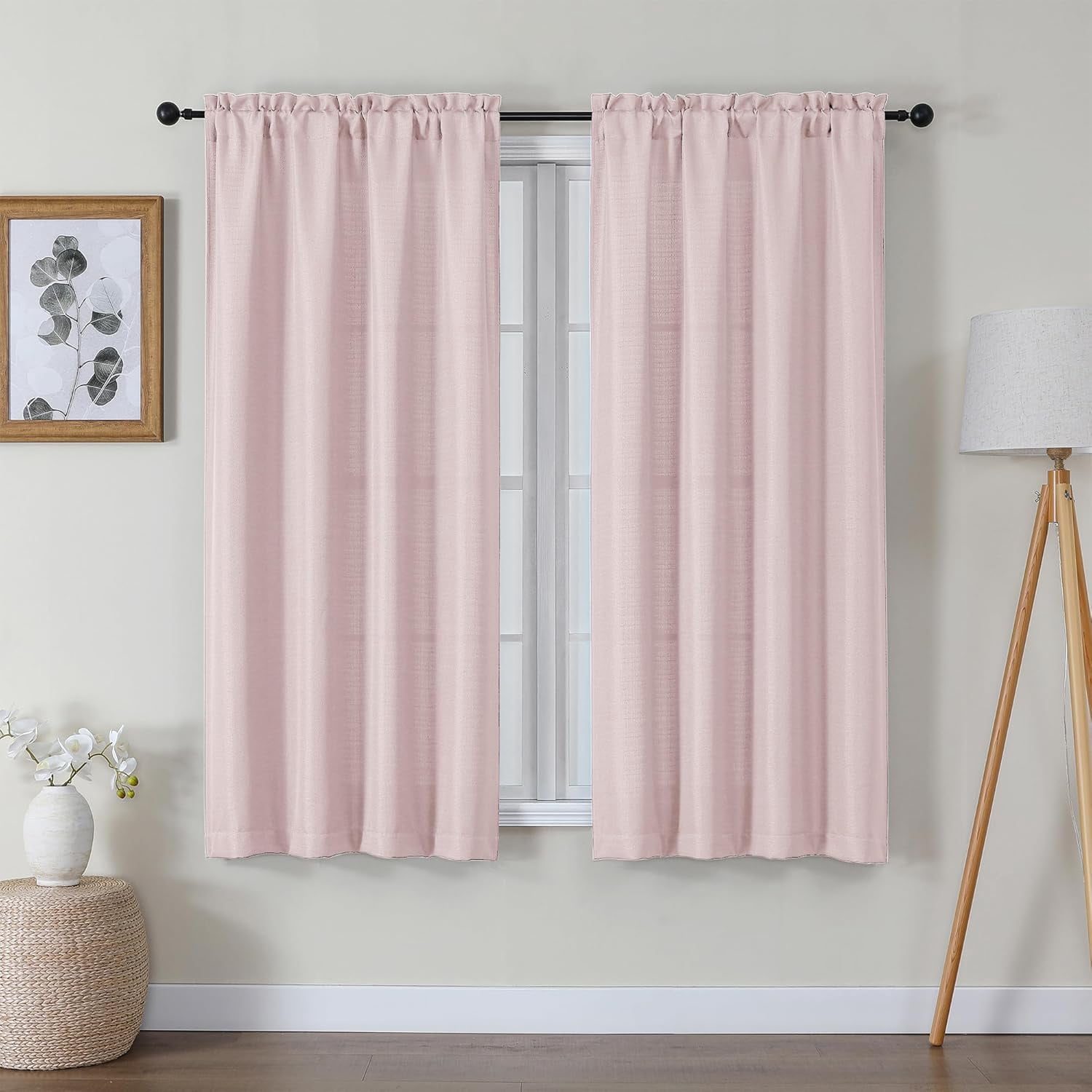 Bessie Blush Pink Curtains 63 Inch Length 2 Panels, Light Filtering ...