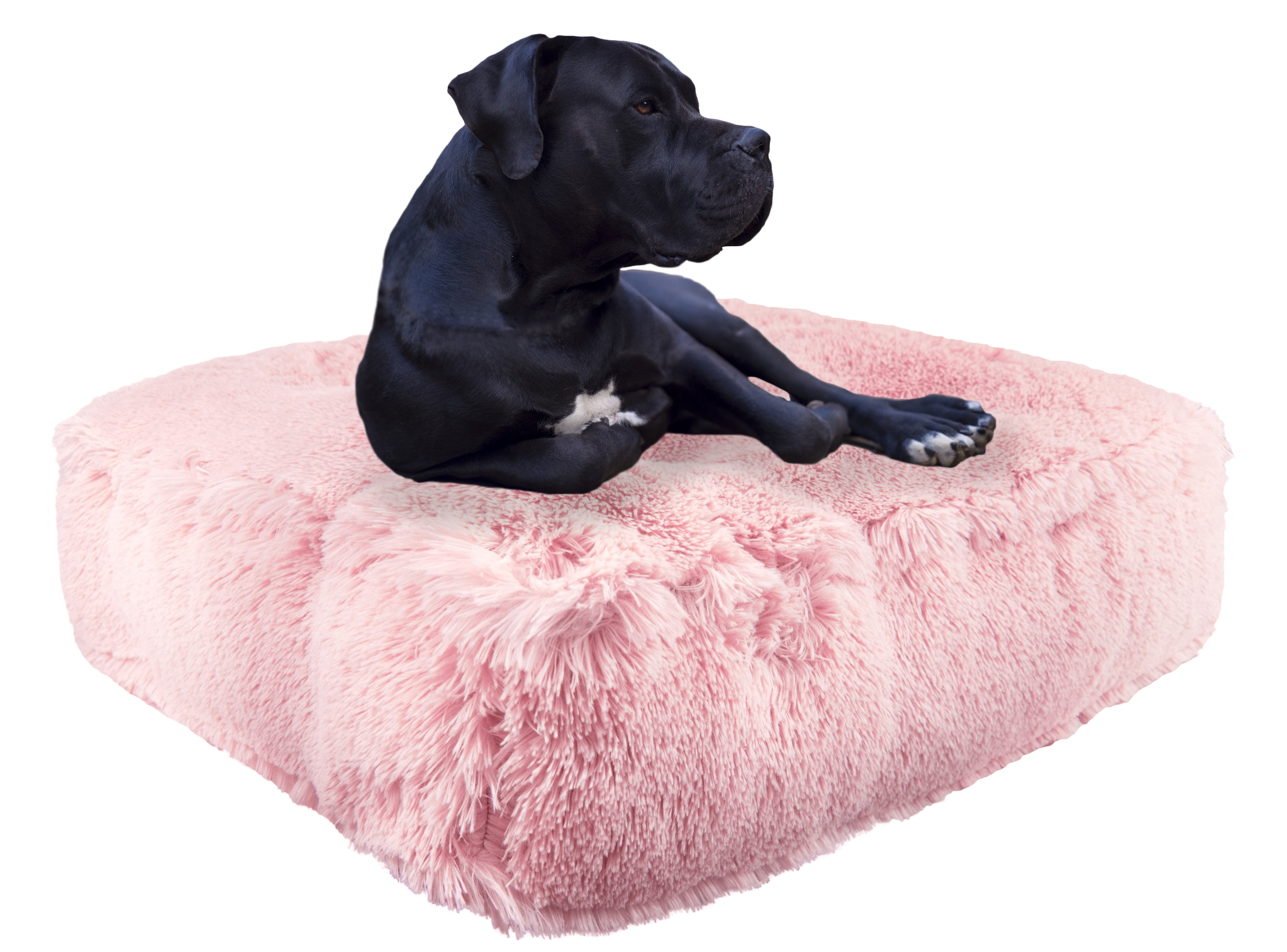 Bessie and Barnie Bubble Gum Luxury Shag Extra Plush Faux Fur Rectangle Pet/Dog Bed