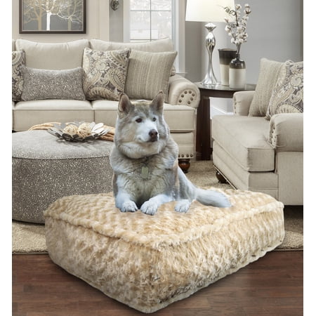 Bessie and Barnie Camel Rose Luxury Extra Plush Faux Fur Rectangle Pet/Dog Bed