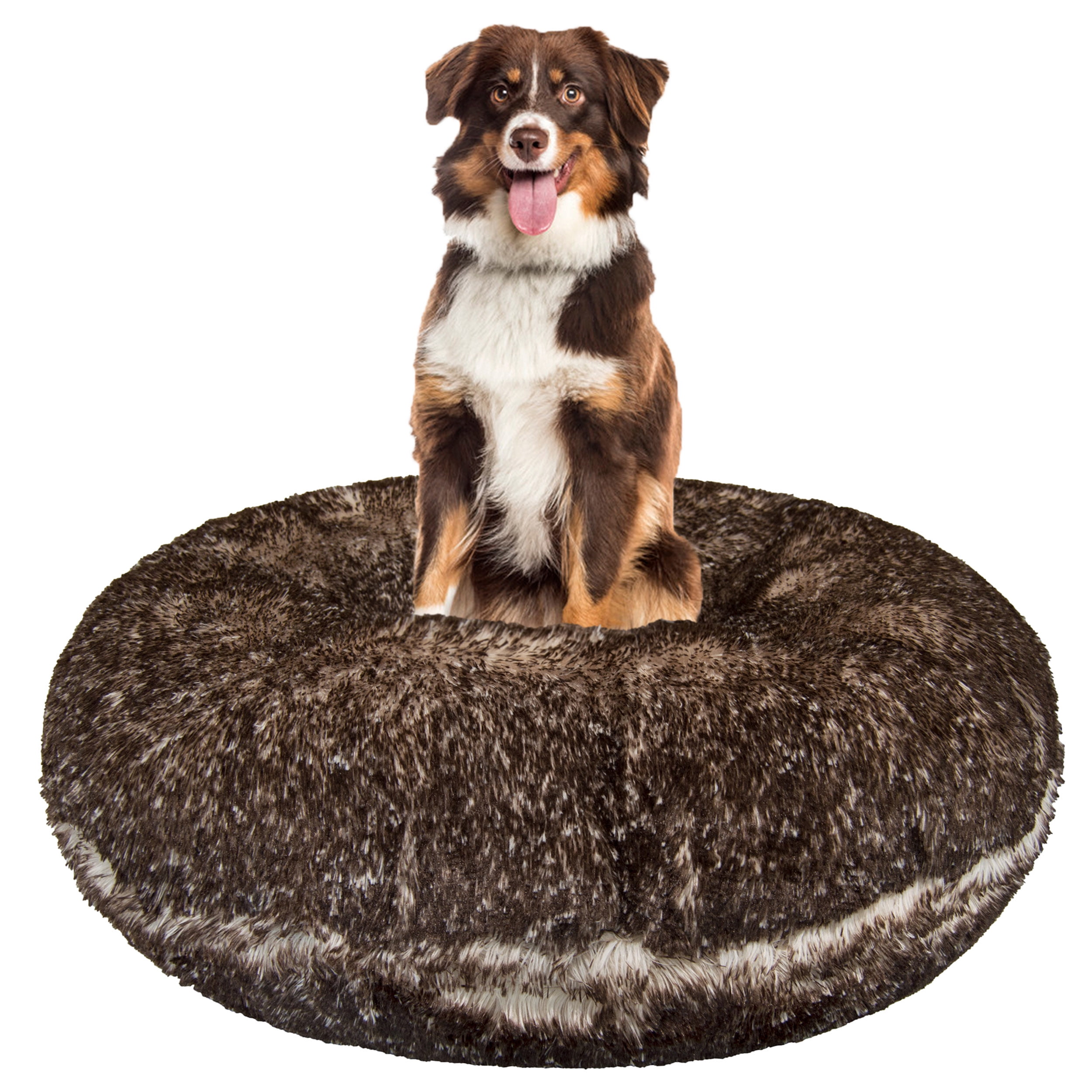 Bessie and Barnie Signature Frosted Beige Shag Extra Plush Faux Fur Bagel Pet/ Dog Bed
