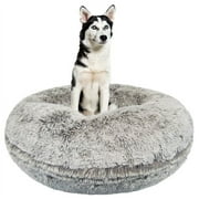 Bessie and Barnie Signature Frosted Snow Shag Extra Plush Faux Fur Bagel Pet Dog Bed