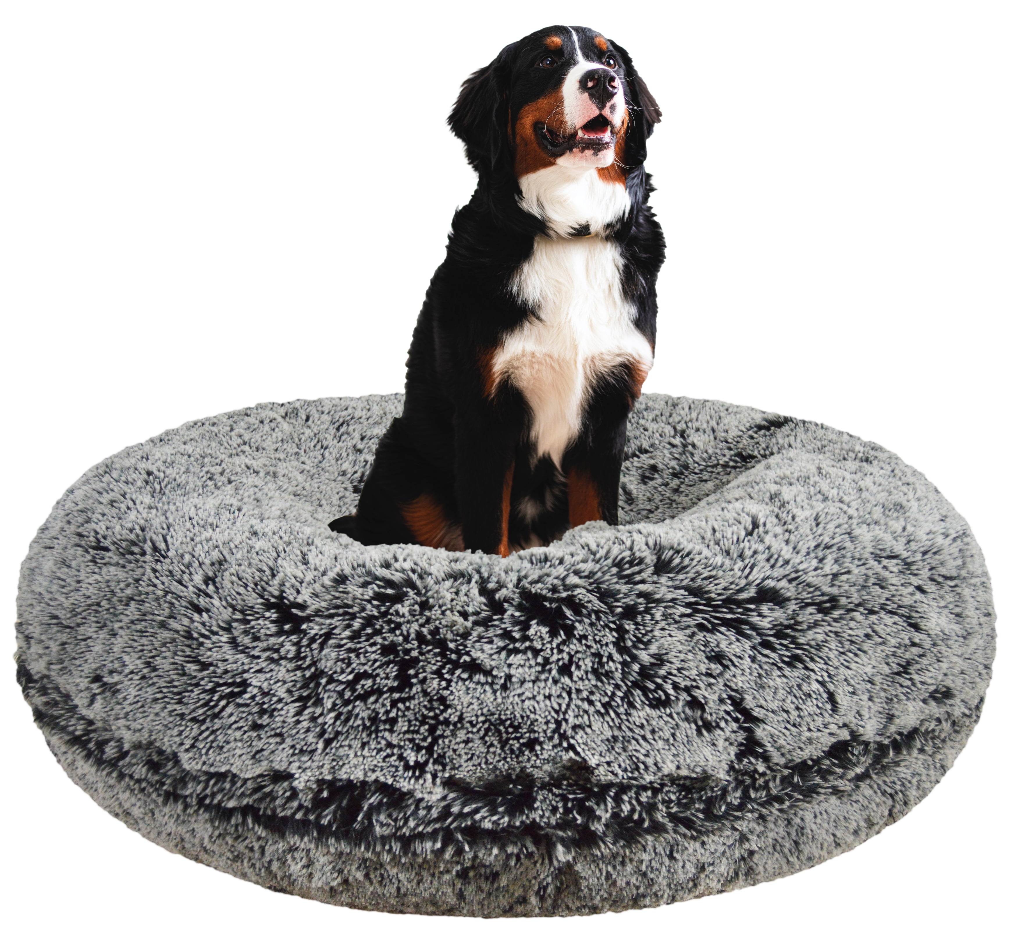 Bessie and Barnie Signature Midnight Frost Luxury Shag Extra Plush Faux Fur Bagel Pet/ Dog Bed