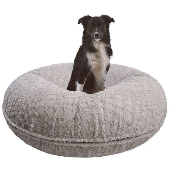 Bessie and Barnie Signature Serenity Grey Luxury Extra Plush Faux Fur Bagel Pet/ Dog Bed