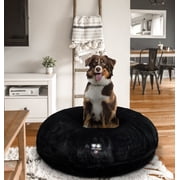 Bessie and Barnie Signature Large Bagel Pet Bed with Waterproof Pillow Liner, Black Panther