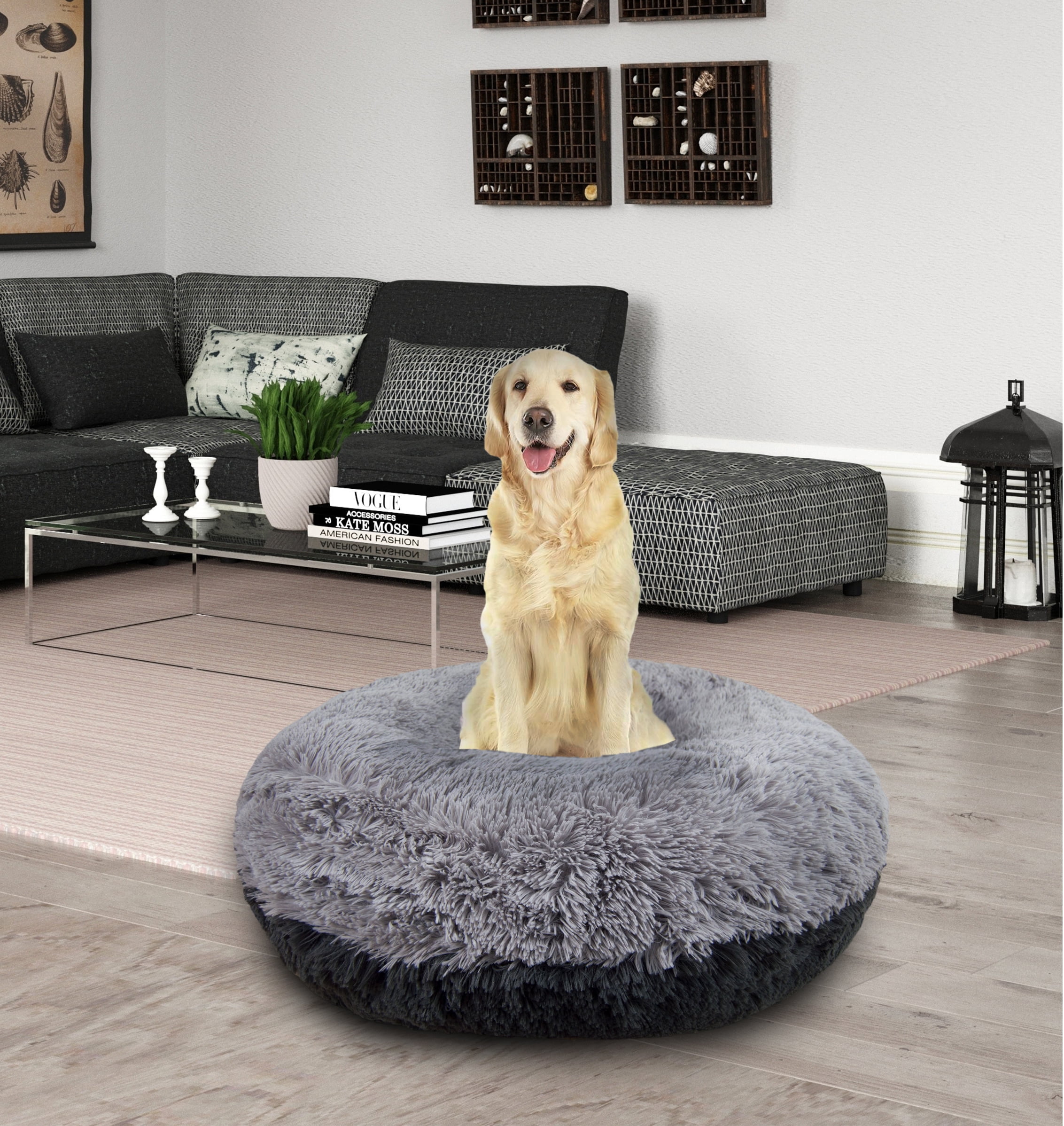 Pet Life Large Brown Nestler High-Grade Plush and Soft Rounded Dog Bed