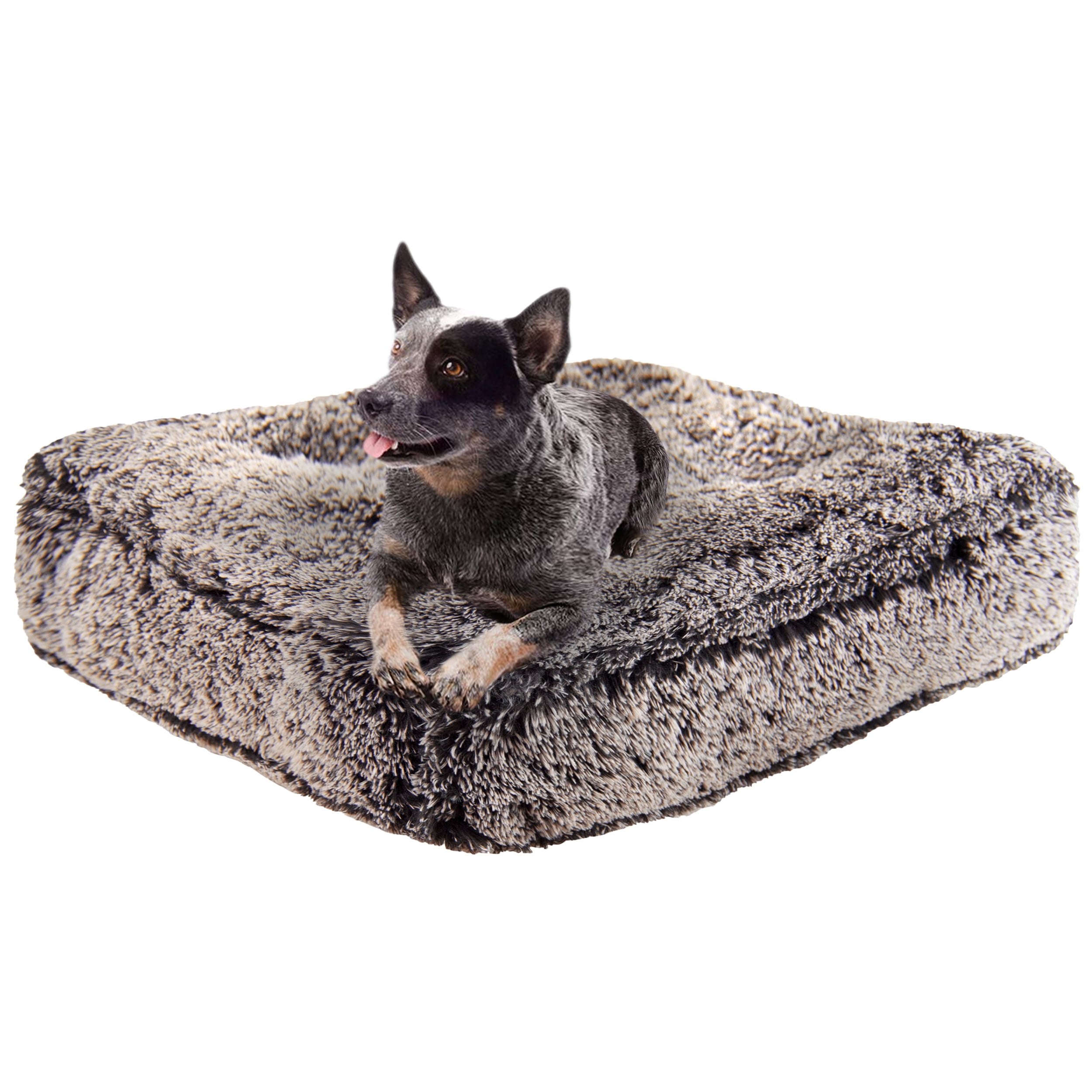 Bessie and Barnie Snow White Luxury Shag Extra Plush Faux Fur Rectangle Pet/Dog Bed