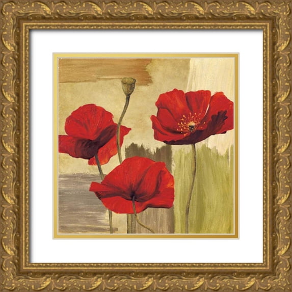 Besson, Nathalie 20x20 Gold Ornate Wood Framed with Double Matting Museum Art Print Titled - Panneau Printemps II