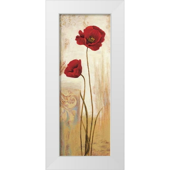Besson, Nathalie 9x18 White Modern Wood Framed Museum Art Print Titled - Panneau coquelicots