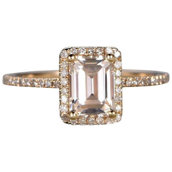 Best 1.25 Ct Man made diamond moissanite and Man made diamond moissanite Ring with Emerald cut with 18k Gold Plating