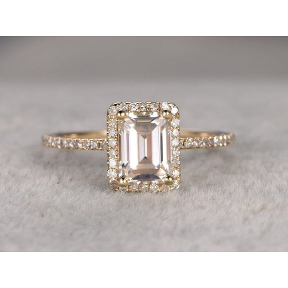 Best 1.25 Ct Moissanite Diamond Ring With Emerald Cut In 10K Yellow Gold, Promise Ring, Anniversary Ring