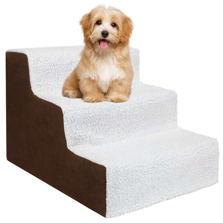 Best 3 Tiers Dog Stairs for Beds Or Couches Pet Stair with Removable Washable Cover Pet Steps for Small Dogs to get on High Bed