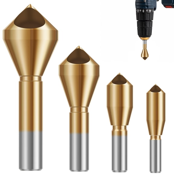 Best 4 Pcs Countersink Drill Bit Set Titanium Coated HSS Deburring Chamfer Tool for Woodworking
