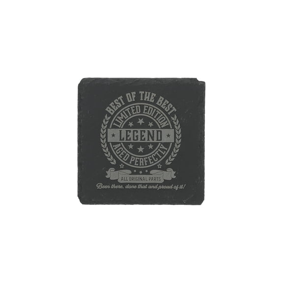 Pavilion Gift Company - Best of The Best - 4" x 4" Slate Engraved Drink Cup Coaster Encouragement Man Cave Groom Groomsman Best Man Bar Accessory