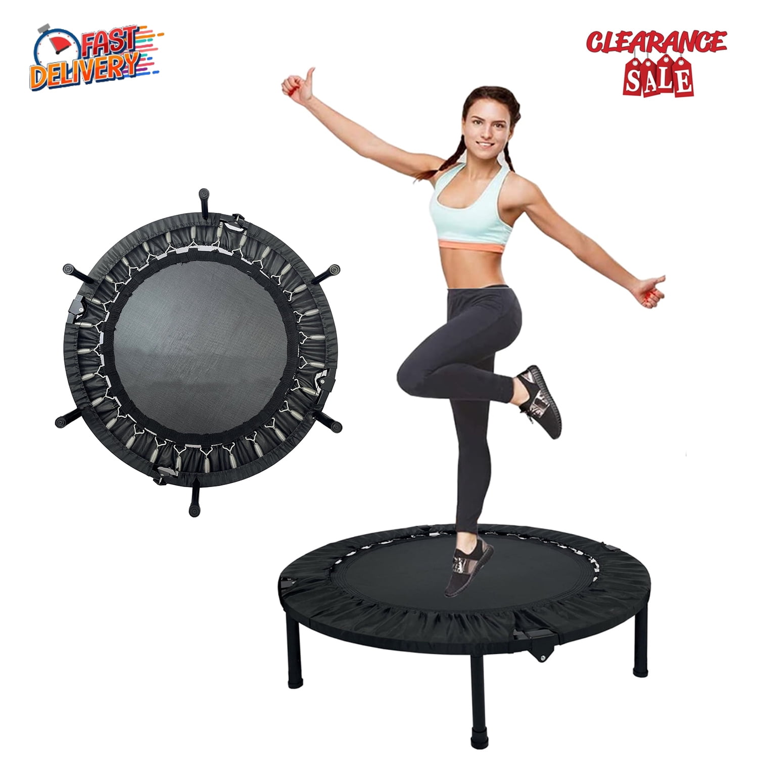 Best 40 Inch Mini Trampoline for Adults, Indoor Small Rebounder Exercise Trampoline for Workout