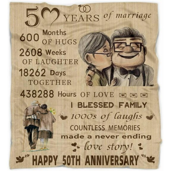 Best 50th Wedding Anniversary Blanket Gifts for Couple Parents Ideas 60"x50"