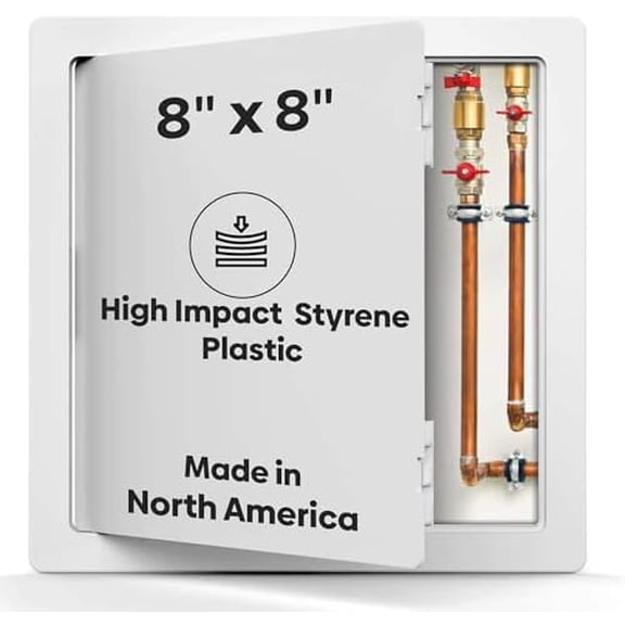 Best 8 x 8 High-Impact Plastic Access Panel with UV Stabilizers, Flush Plastic Access Door for Drywall & Ceilings, Drywall Panel for Plumbing, Wiring & Cables, White, AMZ-BA-PA-3000