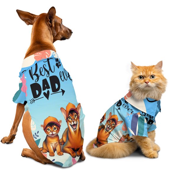 Best Abyssinian Dad Ever Happy Father's Day Hawaiian Summer Shirt for Small Medium Large Dog Cat Cat Lover Kitten Owner Gifts - 02006