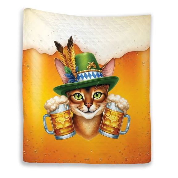 Best Abyssinian Dad Proud Beer Lover Happy Oktoberfest Quilt Blanket Cat Lover Kitten Owner Gifts Cozy Comforter Throw Blanket - 02016
