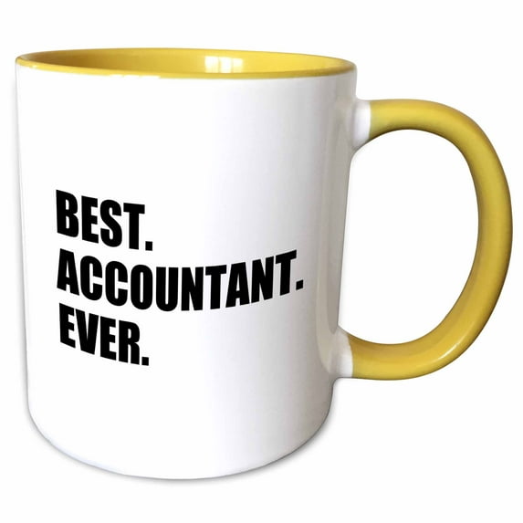 3drose, Best Accountant Ever - Bold Black Text - Fun Work and Job Pride Gifts, 15oz Two-tone Yellow Mug