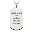 thumbnail image 1 of Best Actuary Gifts, Highly skilled and intelligent, Appreciation Birthday Silver Dog Tag for Actuary, Men, Women, Friends, Coworkers, 1 of 1