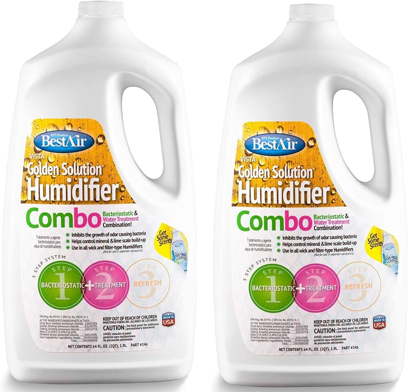 Best Air 246PDQ 64 oz Bottle Of Golden Solutions Bacteriostatic Humidifier Water Treatment