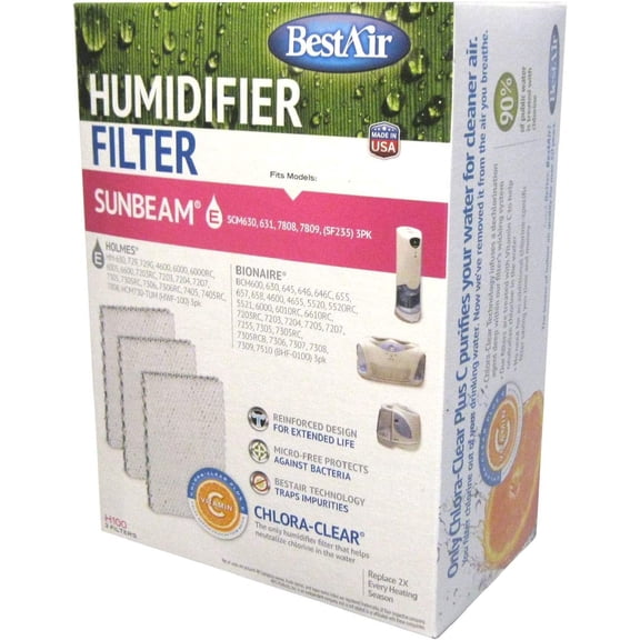RPS Products Humidifier Wick Filter BHF-100 For Bionaire Models - 3 Pack
