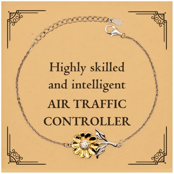 Best Air Traffic Controller Gifts, Highly skilled and intelligent, Appreciation Birthday Sunflower Bracelet for Air Traffic Controller, Men, Women, Friends, Coworkers