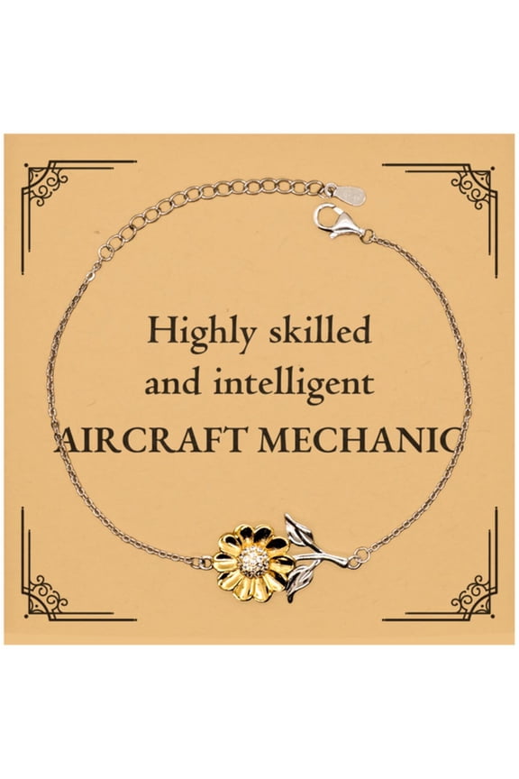 Best Aircraft Mechanic Gifts, Highly skilled and intelligent, Appreciation Birthday Sunflower Bracelet for Aircraft Mechanic, Men, Women, Friends, Coworkers