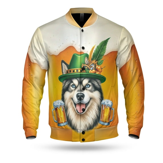 Best Alaskan Malamute Dad Proud Beer Lover Happy Oktoberfest All Over Print 3D Baseball Jacket Alaska Mal Dog Lovers Gifts Bomber Jacket Softball - 02016