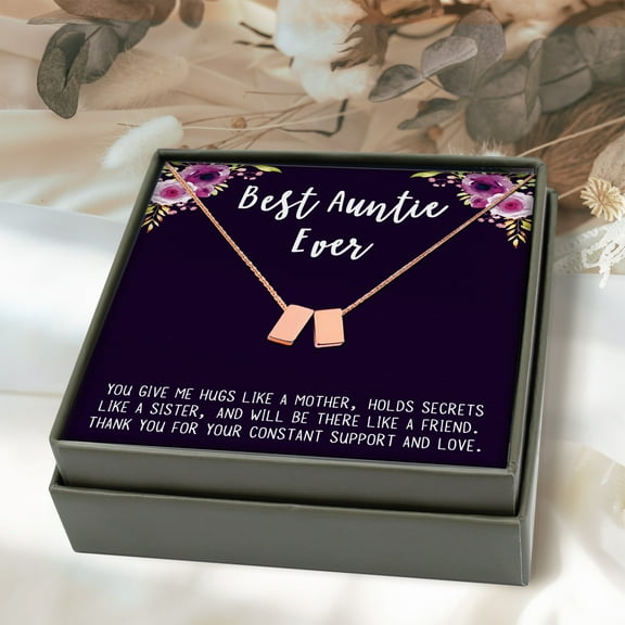 Best Aunt Ever Christmas Card Gift for Her - Jewelry Gift Set for Aunt - Christmas Gift for Aunt - Cube Necklace Pendant Necklace - Birthday Gift Ships Next Day