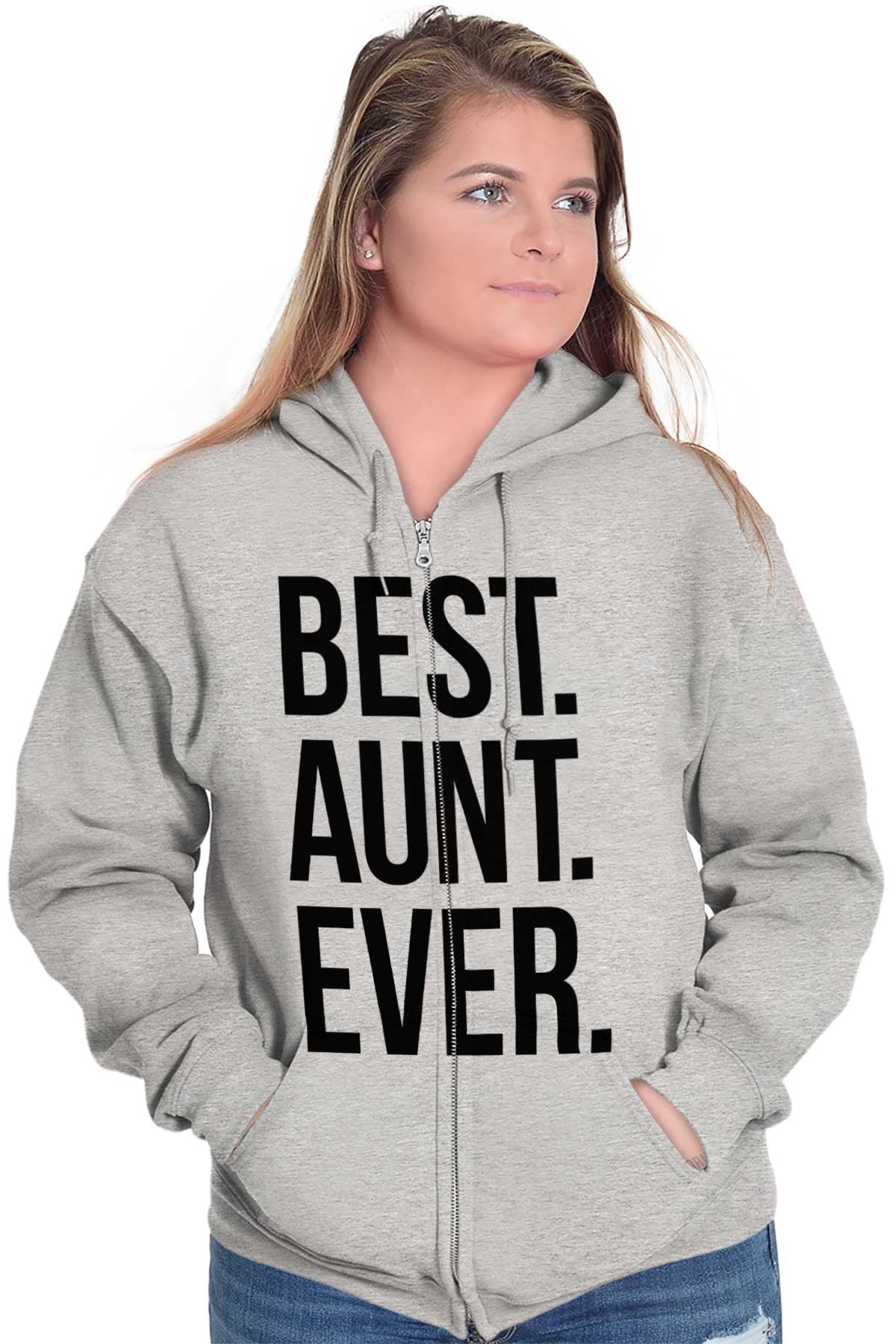 Best Aunt Ever Cute Favorite Auntie Zip Hoodie Sweatshirt Women