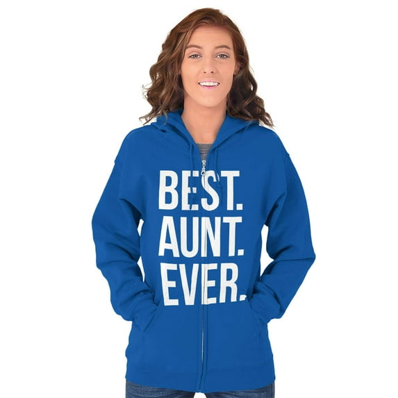 Best Aunt Ever Cute Favorite Auntie Zip Hoodie Sweatshirt Women Brisco Brands S