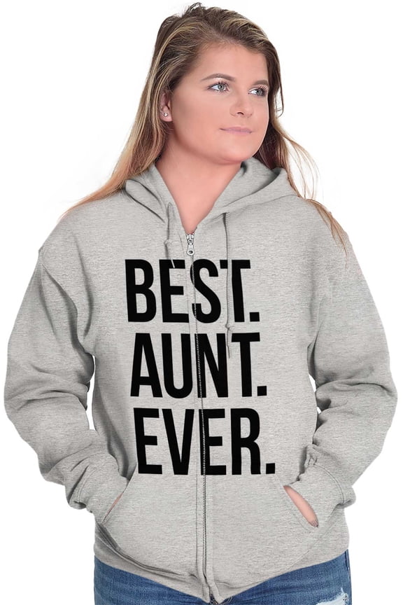 Best Aunt Ever Cute Favorite Auntie Zip Hoodie Sweatshirt Women Brisco Brands S