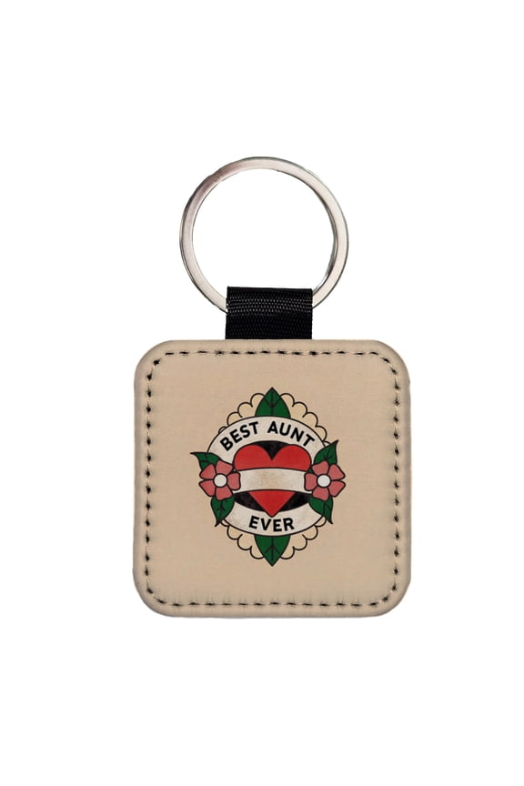 Best Aunt Ever Faux Leather Square Keychain