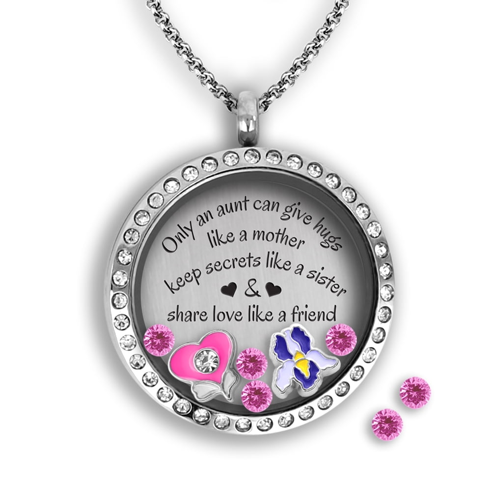 Candy Heart Locket Charm Set with Magnetic Locket, Necklace & 3 Floating  Locket Charms for Valentines Day