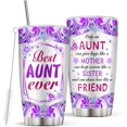 thumbnail image 1 of Best Aunt Ever Gifts, Aunt Birthday Gifts from Niece Nephew, Stainless Steel Coffee Tumbler with Lid for Auntie 20oz, Christmas Gift for New Aunt, To My Aunt Mothers Day Gifts Tumbler, 1 of 6