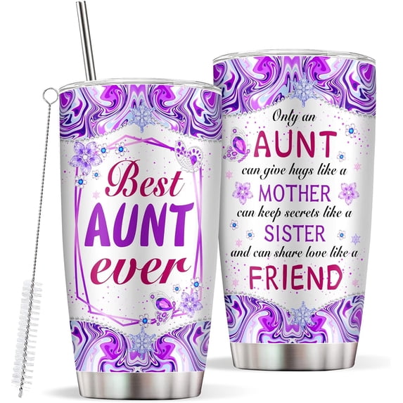 Best Aunt Ever Gifts, Aunt Birthday Gifts from Niece Nephew, Stainless Steel Coffee Tumbler with Lid for Auntie 20oz, Christmas Gift for New Aunt, To My Aunt Mothers Day Gifts Tumbler