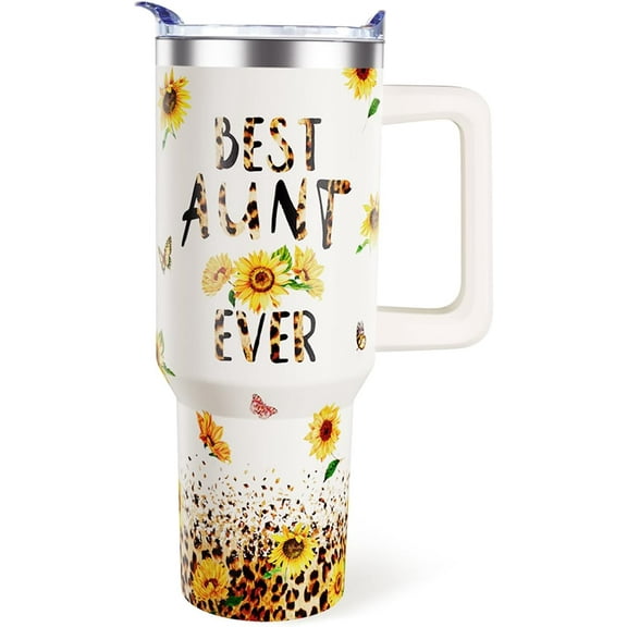 Best Aunt Ever Gifts for Aunt from Niece Nephew 40oz Aunt Tumbler with Handle Auntie Cup Birthday Gift Presents for Aunts