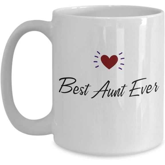Best Aunt Ever Mug BAE Present for Auntie 11 or 15 oz. White Ceramic Birthday Coffee Cup for Women Her
