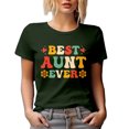 thumbnail image 1 of Best Aunt Ever, Retro Groovy Text, Auntie Appreciation, Military Green T-Shirt, Large, 1 of 5