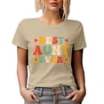 thumbnail image 1 of Best Aunt Ever, Retro Groovy Text, Tan T-Shirt, Small, 1 of 5