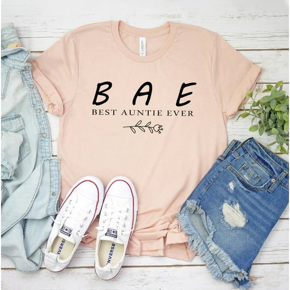 Best Aunt Ever T-shirt Auntie Shirt Mothers Day Gift Tee Bae Top Mom Promoted To Ladies Women's