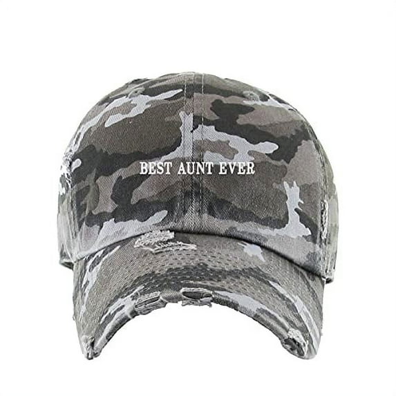 Best Aunt Ever Vintage Baseball Cap Embroidered Cotton Adjustable Distressed Dad Hat Gray Camo