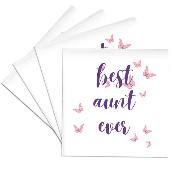 3drose, Best Aunt Ever, Set of 4 Ceramic Tile Coasters