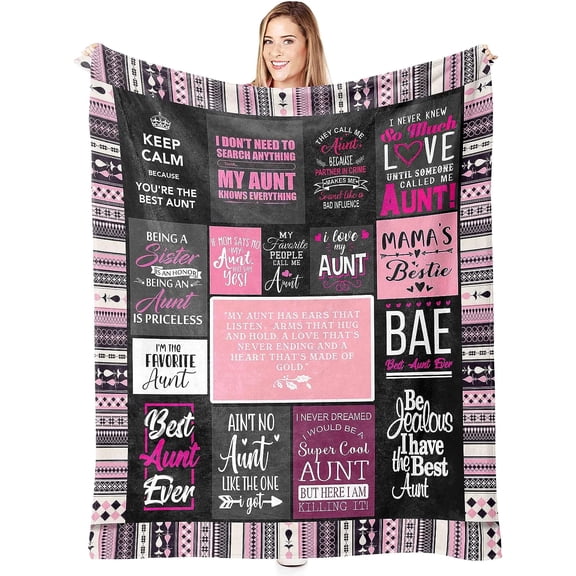 Best Aunt Gifts from Niece Aunt Birthday Gift | Best Aunt Ever Blanket with Great Sentences 60” X 80” | Best Aunt Auntie Ever Gift from Nephew Happy Christmas Bday Present for Auntie Throw Blanket